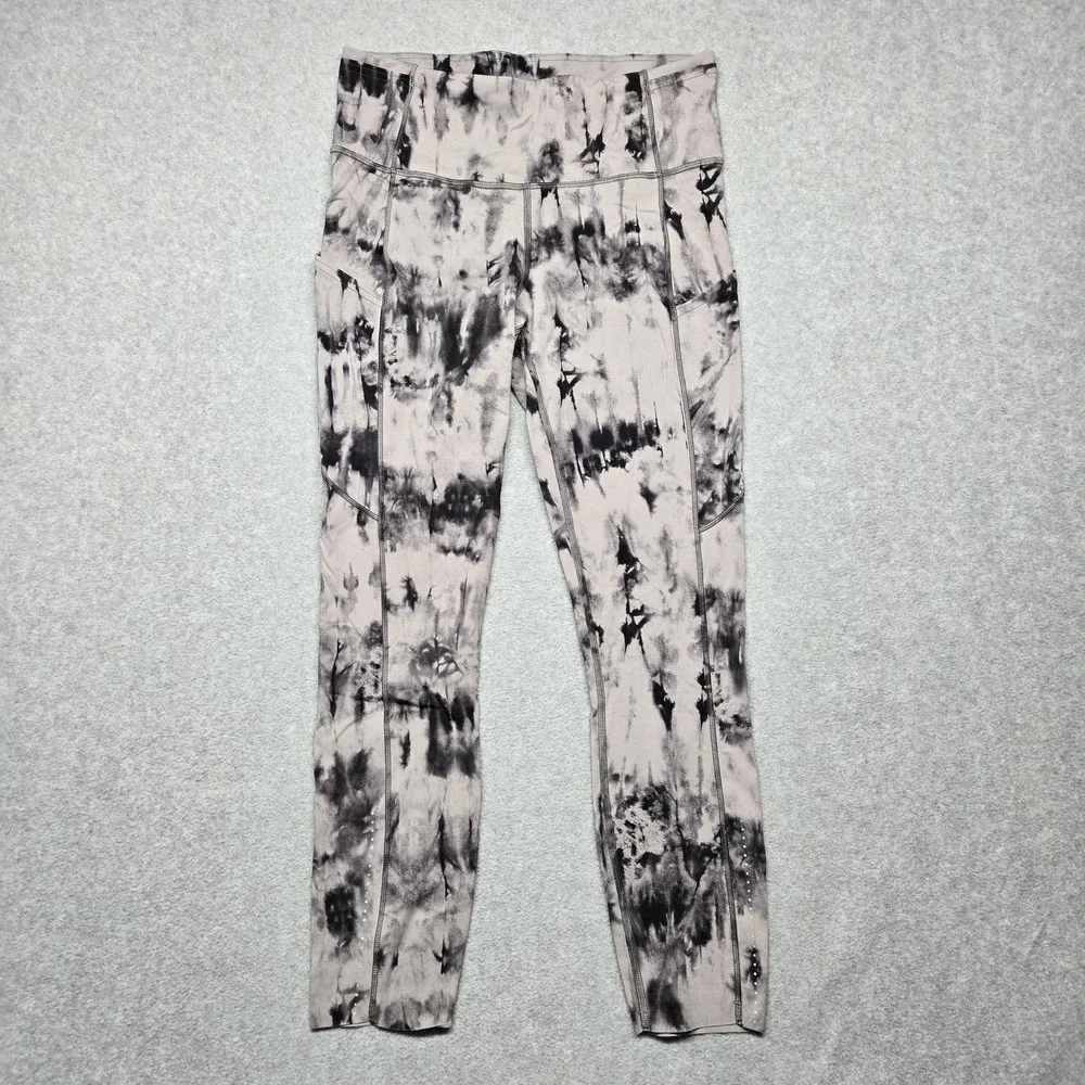 Lululemon Leggings Womens 8 Gray Tie Dye High Rise Ankle Pockets Athletic‎ Yoga